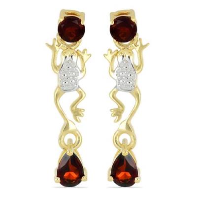STERLING SILVER GARNET GEMSTONE FROG EARRINGS – BULK WHOLESALE DESIGNER JEWELRY